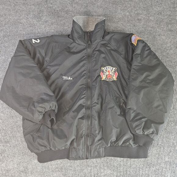 Selden Truck Rebels Firefighter Jacket Mens 2XL Black Embroidered NY USA Flag - Picture 1 of 13